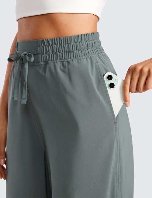CRZ YOGA Lightweight Wide Leg Cropped Pants - Casual Summer Sweatpants for Women | 25" Length