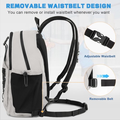 TEUEN Pickleball Bag, Pickleball Backpack for Men Women, Large Capacity Sports Pickleball Paddle Bag, Adjustable Crossbody Sling Bag Pickle Ball Bag with Fence Hook Water Bottle Holder