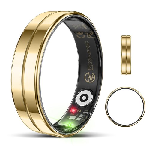 Emerhome Ultra-Thin Smart Ring for Women Men,Sleep Tracker Ring with Heart Rate, Waterproof Fitness Ring for Activity Monitoring/Steps/Calories,No Subscription Fee,for iSO & Android (Glod,11#)