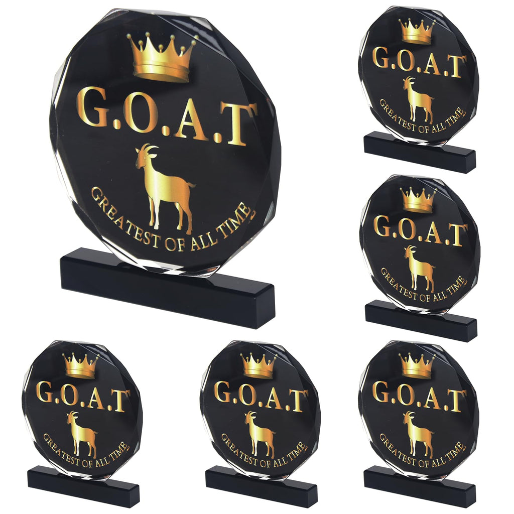 6 Pcs Goat Trophy Award Acrylic Award Greatest of All Time Funny Trophy Award Appreciation Gift for Boss, Coworker, Friend League Champion Award Winner Sports Award Appreciation Recognition Gift
