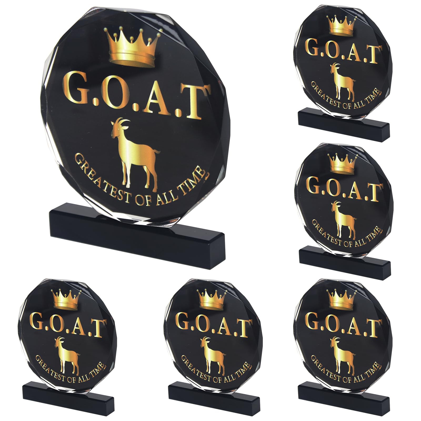 6 Pcs Goat Trophy Award Acrylic Award Greatest of All Time Funny Trophy Award Appreciation Gift for Boss, Coworker, Friend League Champion Award Winner Sports Award Appreciation Recognition Gift