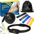 ProBody Pilates Ring Set with 14-Inch Magic Circle Ring, 9-Inch Exercise Ball, 5 Resistance Bands, Pump, Training Guides, & Storage Bag for Core Strength, Balance, Stability Training (Black)