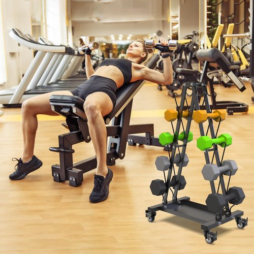 Kipika Heavy Duty 3 Tier Dumbbell Rack Multifunctional, Weight Rack for Dumbbells, Home Gym Equipment, Suitable for Storage of Dumbbell, Kettle Bell, Barbell Plate, Barbell Bar (5 Tier Tilt Shelf)