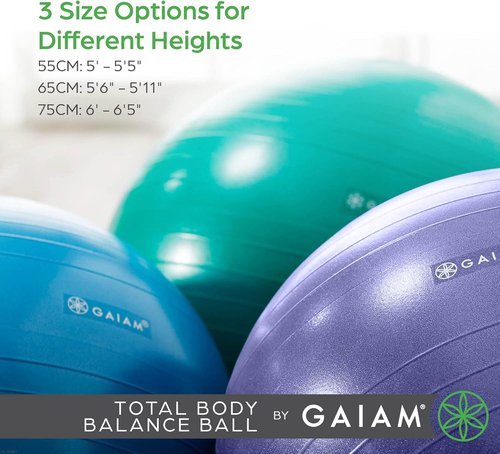 Gaiam Anti-Burst Exercise Ball - Textured Grip for Core Strength & Yoga | Includes Air Pump