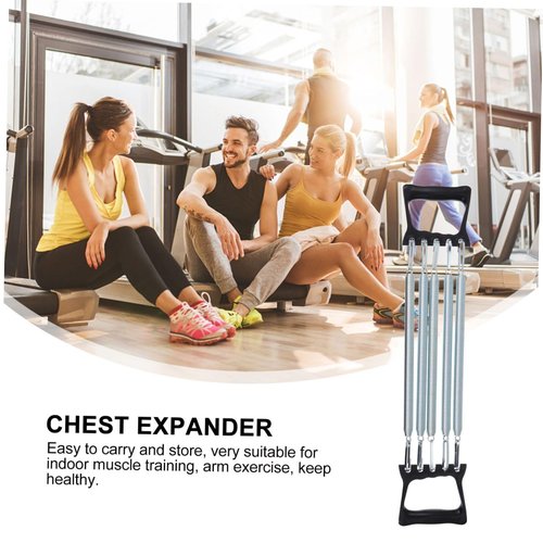Kisangel 1pc Spring Chest Expander with 5 Springs Arm Muscle Strength Exercise Gym Stretch Rope Arm Trainer for Indoor Fitness Workout