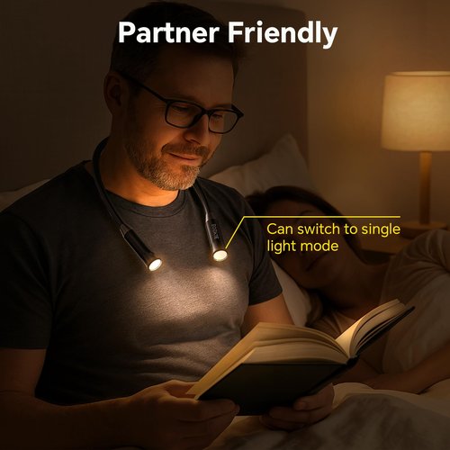 BIMEOE 300 Lumens Rechargeable Neck Light, Hands-Free Outdoor Work Light with 3 Color Modes, 3800mAh Battery, Flexible Gooseneck Light for Camping, Mechanics, Fishing, BBQ