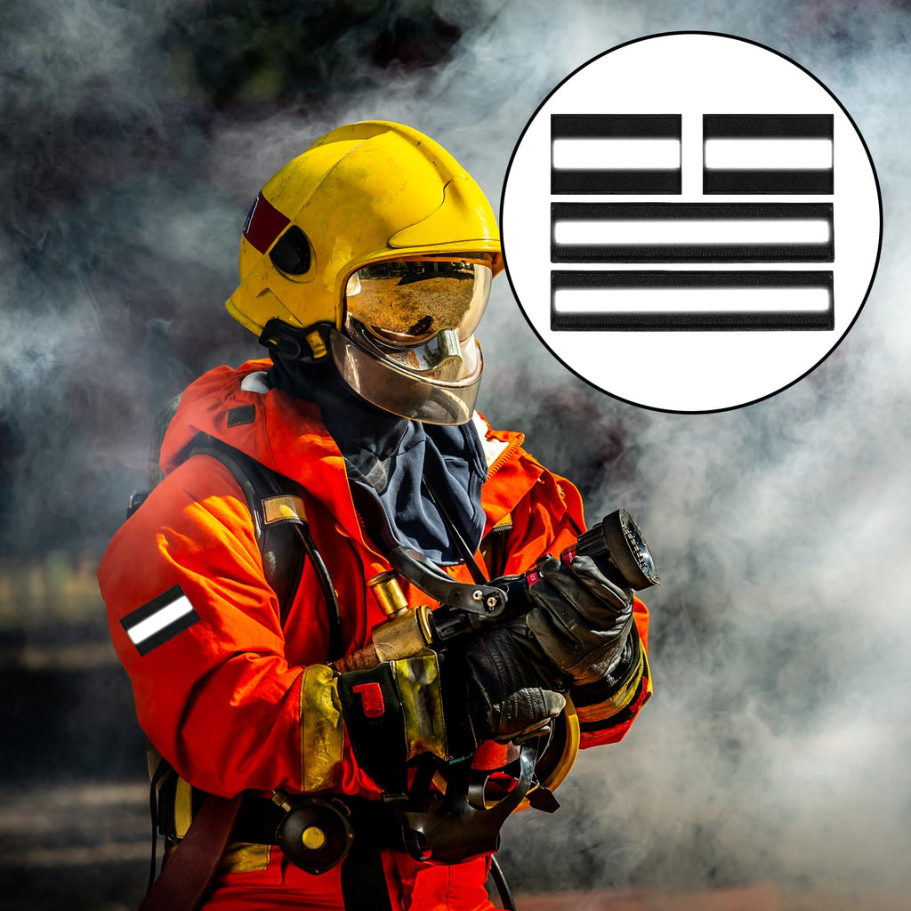 4Pcs Reflective Safety Patches for Night Sports, Hook and Loop Reflective Patches, Hi Vis Patch Labor Wear, Rain Jackets, Hikers, Dog Undershirts, Firefighter Rescue Police