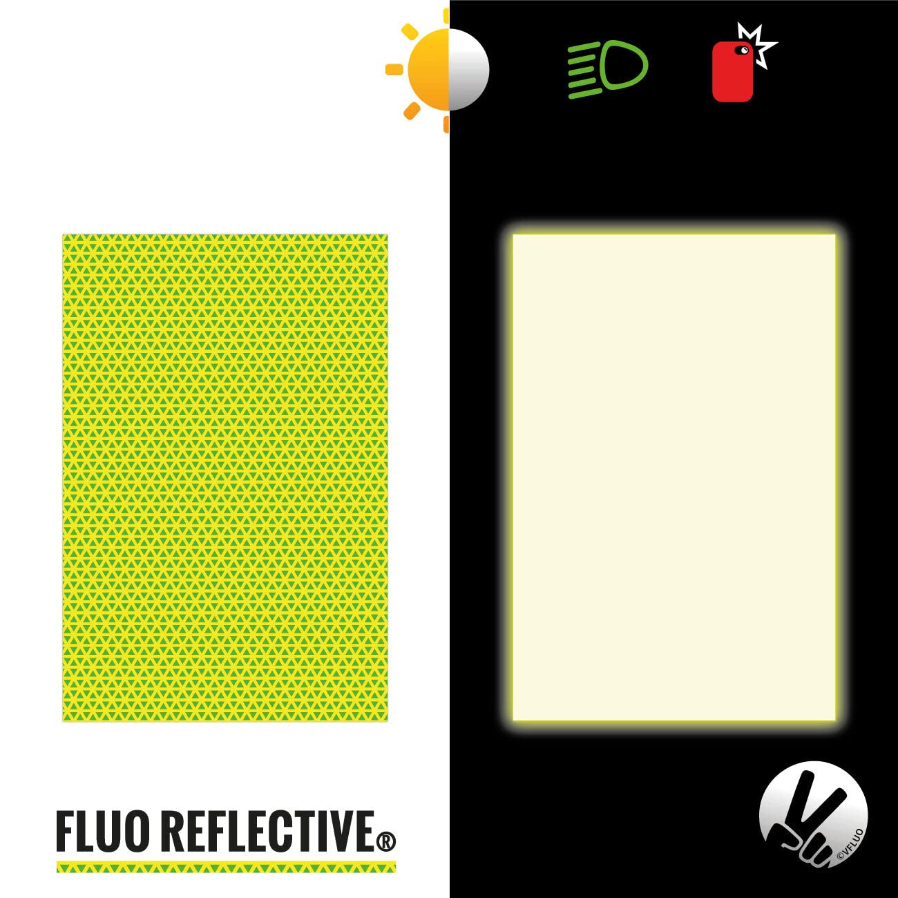 VFLUO - Reflective Sticker Sheet for Bike, Motorcycle, Scooter, Helmets, Stroller/Multi-use - DIY Adhesive board - FLUO REFLECTIVE - High Visibility - Discreet - Optimised adhesion