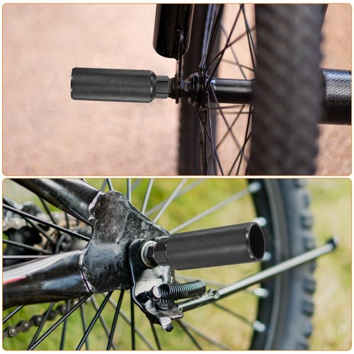 HARFINGTON 2 Pairs Bike Pegs Aluminum Alloy Rear Stunt Pegs Anti-Skid Back Seat Stands Fit 3/8" Axles for Mountain Bike BMX, Black