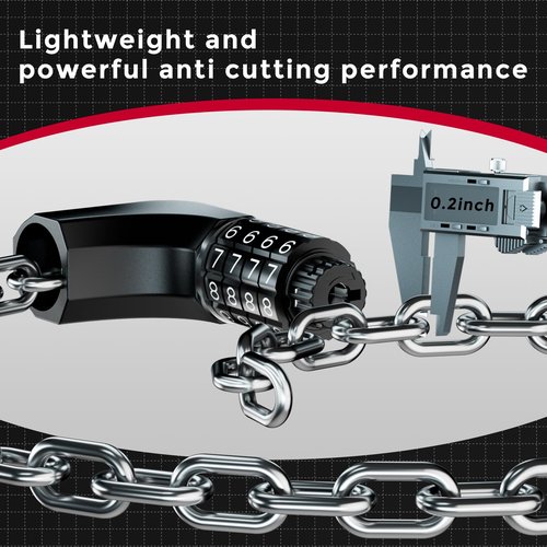 Windone Bike Lock Chain, 4 Digit Combination Heavy Duty Anti Theft Bicycle Chain Lock, 3.2 Feet Long Security Resettable Bike Locks for Bike, Bicycle, Motorcycle, Scooter, Door, Gate, Fence