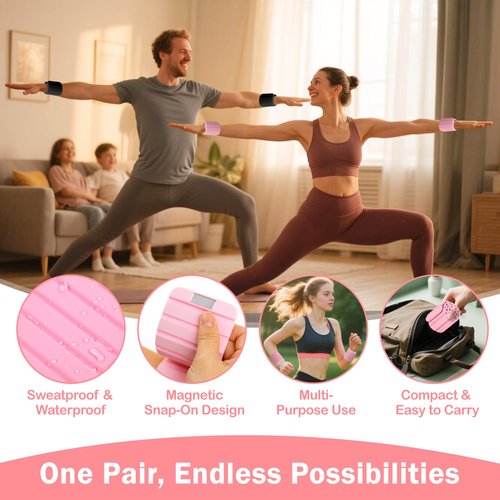 Wrist Weights & Ankle Weights – 2 Pack (1.1 lbs Each), Adjustable Arm, Leg & Hand Weights Set for Women, Magnetic Fitness Weights for Gym, Pilates, Walking, Yoga & Home Workout(Black)