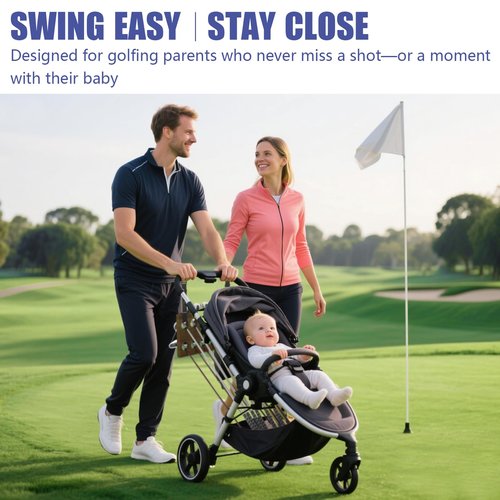 JOXPRING Golf Stroller Attachment – Universal Golf Club Holder for Strollers, Acacia Wood, 12 Slots, 5 Ball Holders & Removable Tee Case – Portable, Easy Setup, Gift for Golf-Loving Parents
