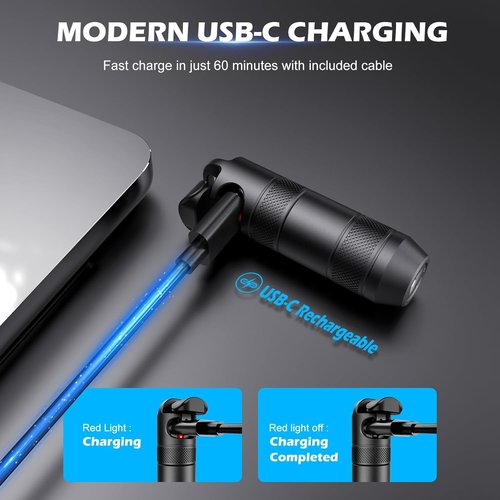 Mini X1 Rechargeable Keychain Flashlight - 100 Lumens, USB-C Fast Charge, Magnetic Base, Compact Black EDC Light