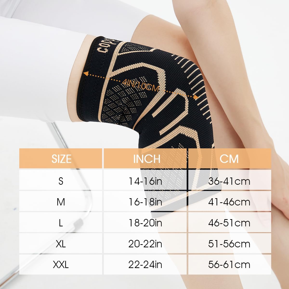 Skiennix Copper Knee Braces - Medical Grade Compression Sleeves for Pain Relief | 2-Pack, 2XL