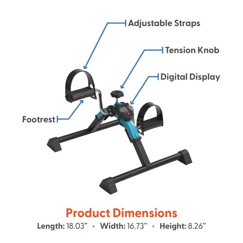 Journey Health & Lifestyle Exercise Peddler - Portable Foot Pedal Exerciser for Home Use - Under Desk Folding Workout Bike - Exerciser for Seniors