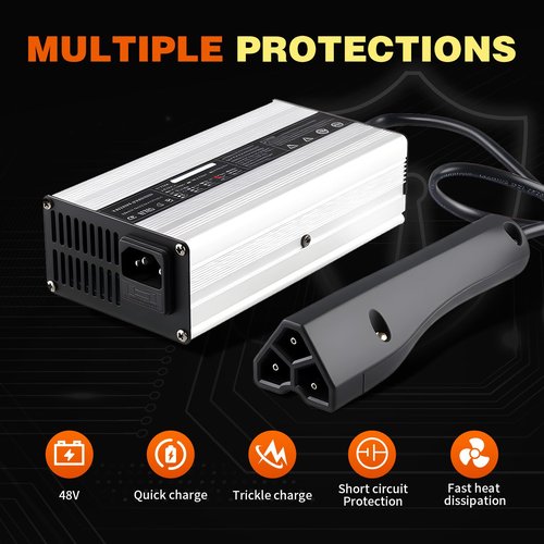 Aspaton 48V Golf Cart Charger with Triangle 3-Pin Style Plug Compatible with RXV DS TXT Club Cart