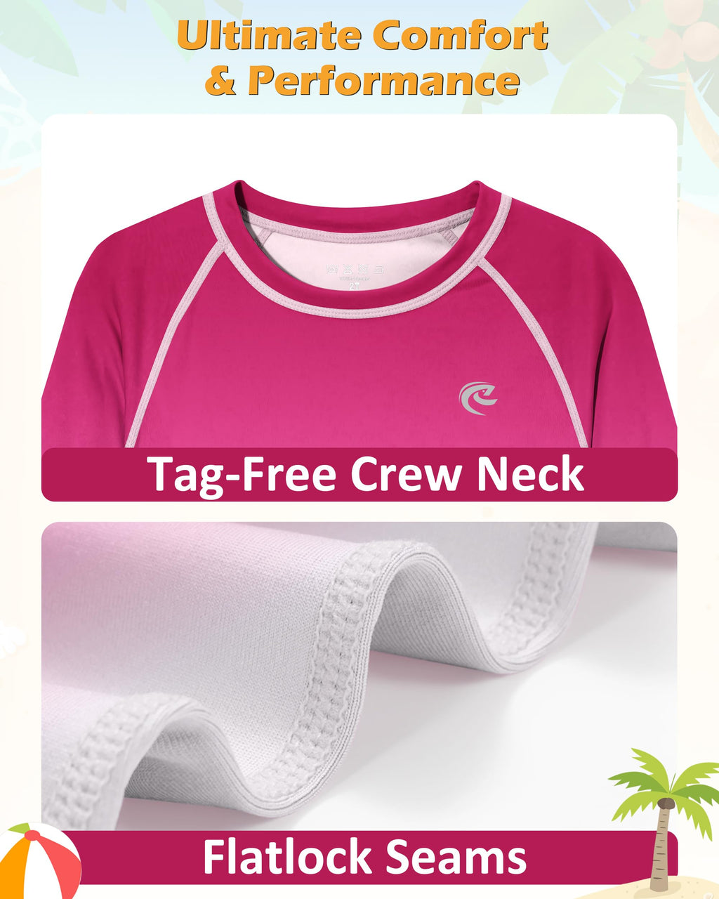 Boys UPF 50+ Swim Shirt Long Sleeve, 1 or 2 Pack UV Sun Protection Rash Guard, Youth Kids SPF Water Shirts for Beach Surf