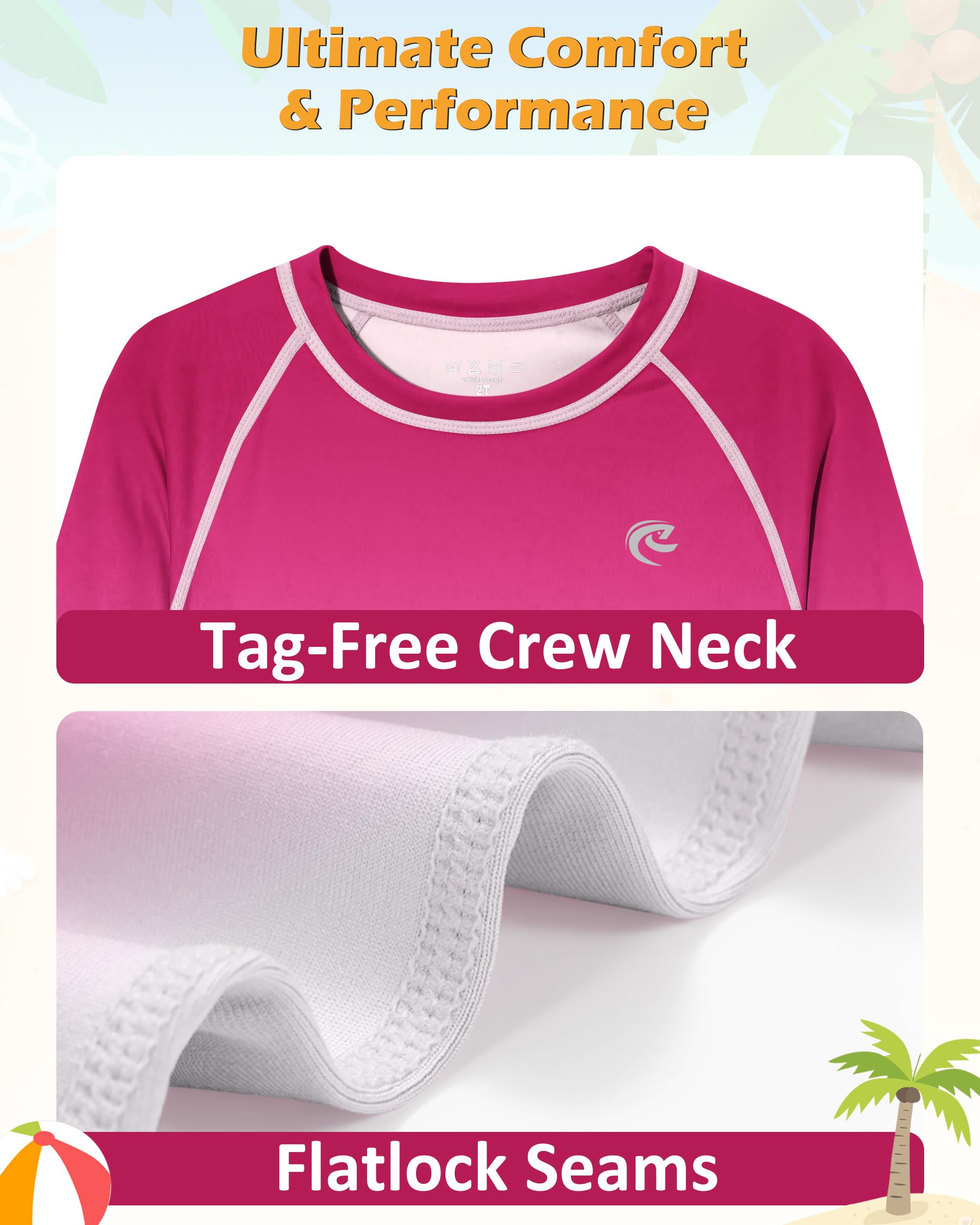 Boys UPF 50+ Swim Shirt Long Sleeve, 1 or 2 Pack UV Sun Protection Rash Guard, Youth Kids SPF Water Shirts for Beach Surf