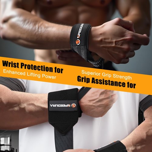 Speedura Heavy Duty Cotton 23'' Lifting Straps & 22'' Wrist Wraps Set – Premium Support for Deadlifts, Powerlifting & Strength Training – Weight Lifting Wrist Wraps for Men & Women