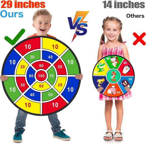 BooTaa 29" Large Dart Board - Fun Indoor/Outdoor Game for Kids | Sticky Balls Included, Perfect Birthday Gift for Ages 3-12