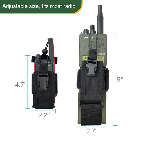 Tactical MOLLE Radio Pouch Holster - Universal Fit for Duty Belt & Vest, Adjustable for Most Walkie Talkies