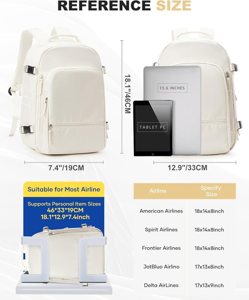 Coofay Vacuum Backpack - Travel Compression System with Pump | Lightweight Carry-On for Women