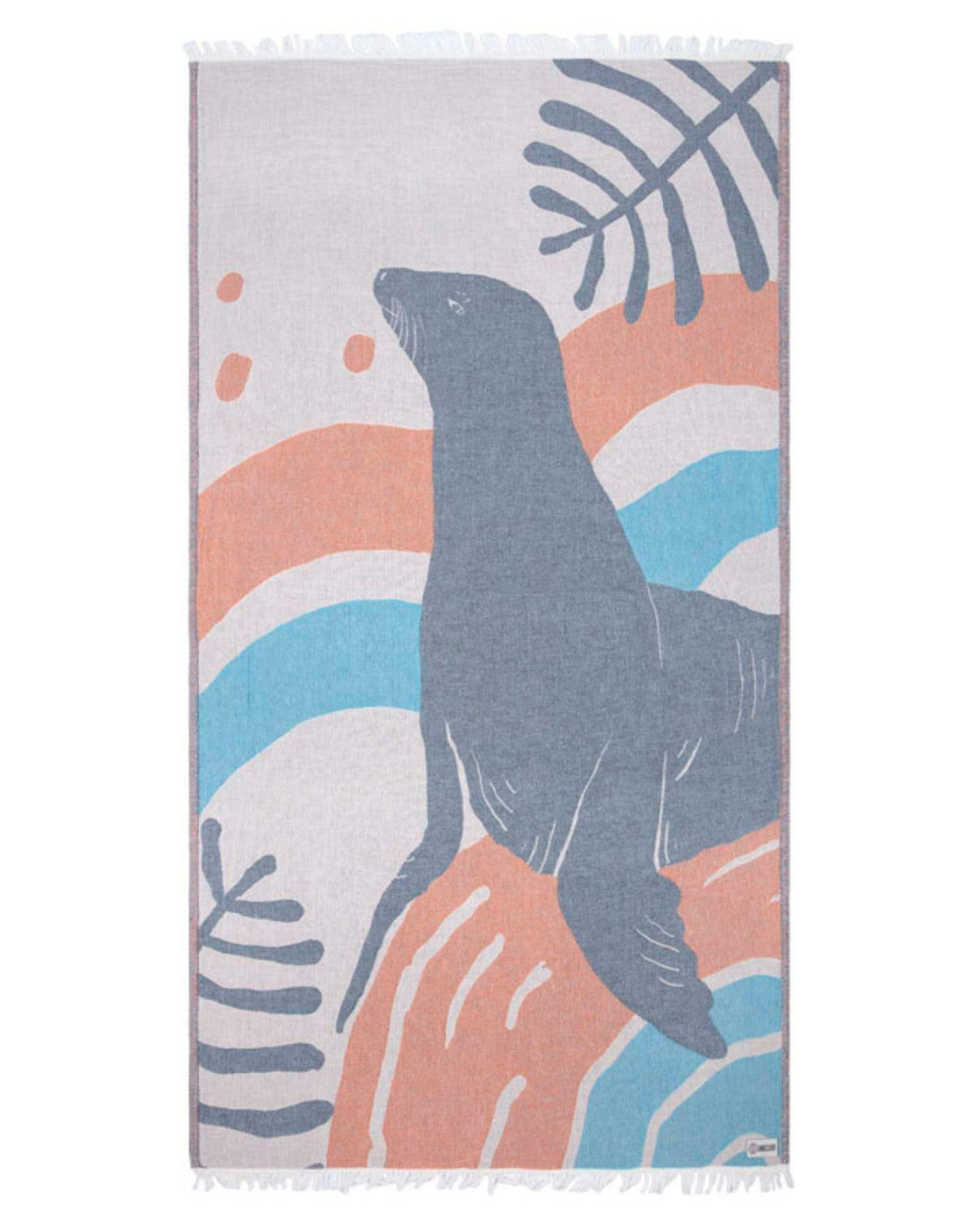 Sand Cloud Turkish Beach Towel - Sand Resistant - 100% Organic Turkish Cotton Yarn - Quick Dry Towel for Beach, Picnic, Blanket or Bath - As Seen on Shark Tank - Marine Life (Flynn Sea Lion)