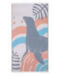 Sand Cloud Turkish Beach Towel - Sand Resistant - 100% Organic Turkish Cotton Yarn - Quick Dry Towel for Beach, Picnic, Blanket or Bath - As Seen on Shark Tank - Marine Life (Flynn Sea Lion)