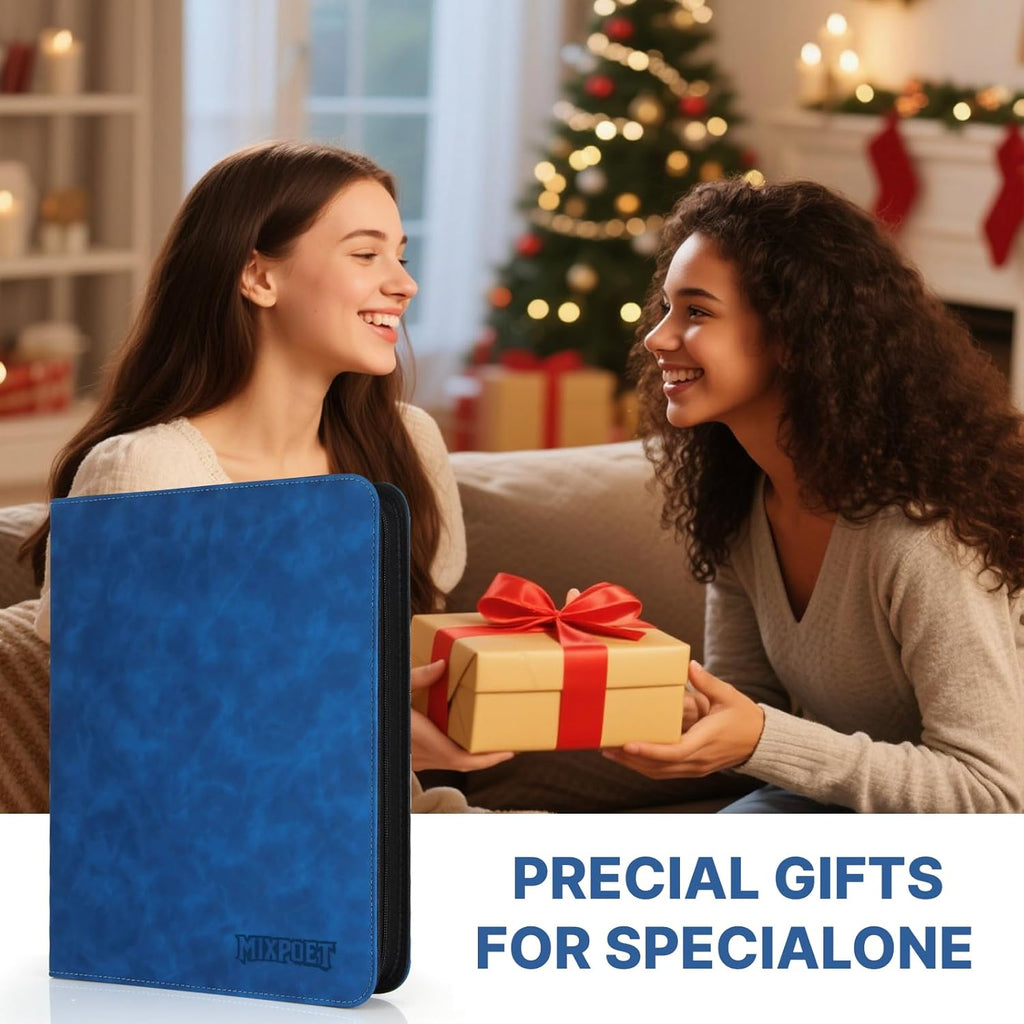 Skiennix Trading Card Binder - Premium 9 Pocket Collection Album for 900 Cards | Blue Double-Sided Holder