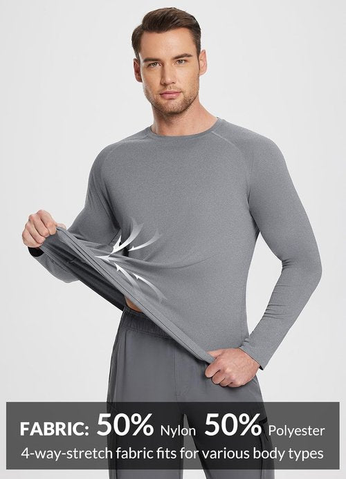 Baleaf Men's UV Protection Long Sleeve Shirts - SPF UPF 50+ Quick Dry Rash Guard for Fishing & Running