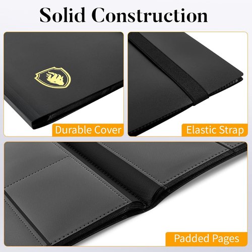Fabmaker Heavy Duty Card Binder - 9 Pocket Trading Card Album Holds 360 Cards | Sleek Black Design