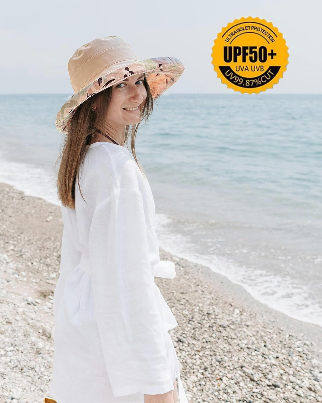 Vidsel Women's Wide Brim Sun Hat - Reversible Cotton Bucket Cap with UV Protection | Packable Summer Travel Accessory
