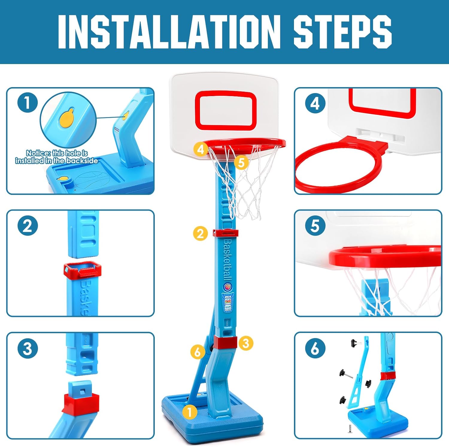 Super Joy Toddler Basketball Hoop - Height Adjustable Mini Goal for Indoor & Outdoor Play | Fun Sports Toy for Ages 1-5