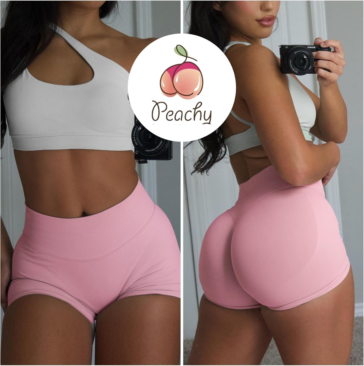 POWERASIA 4.5" Workout Impact Shorts Hidden Scrunch Butt Lifting Gym Booty Biker Shorts for Women Tummy Control