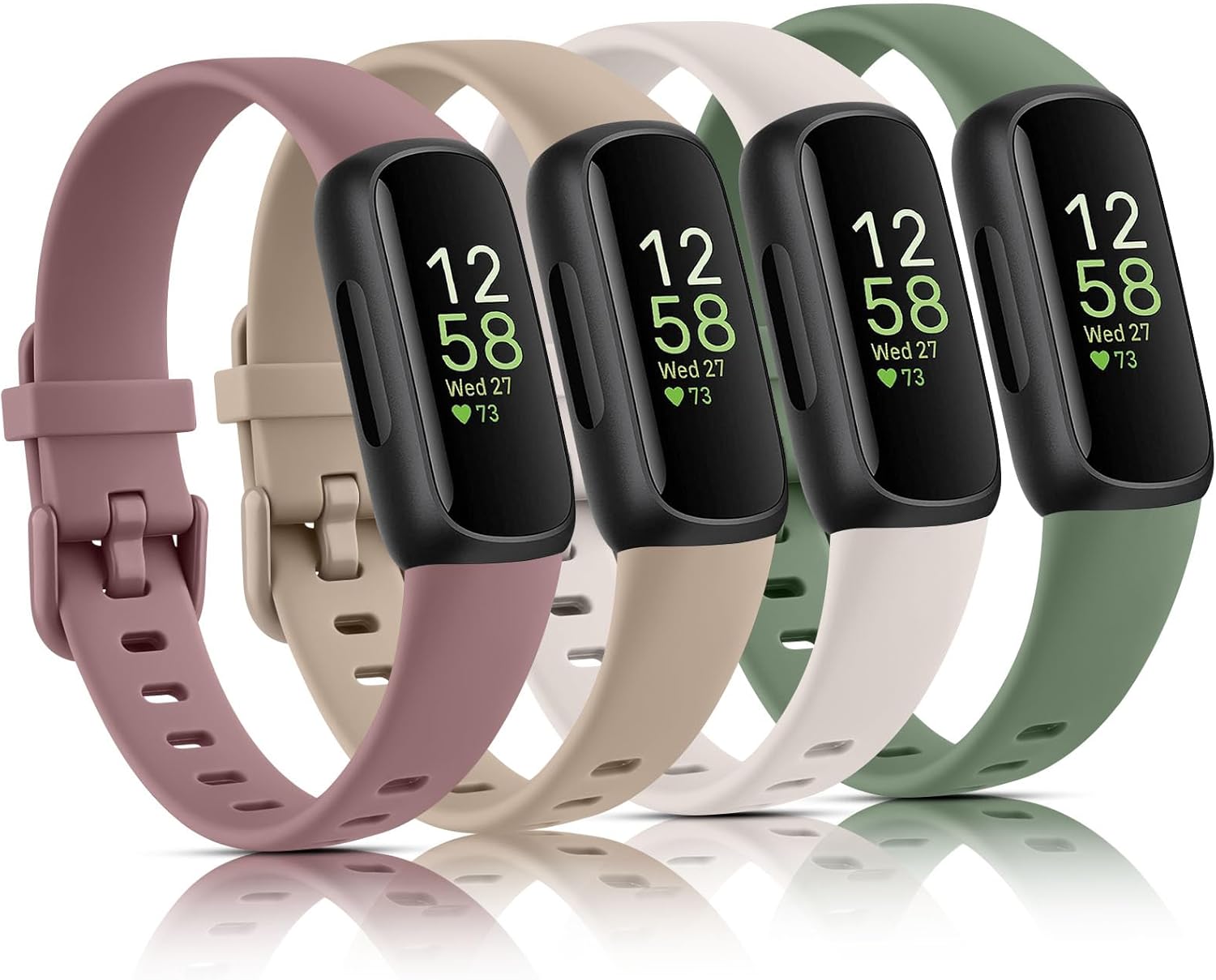 Vancle Fitbit Inspire 3 Bands - 4 Pack Sport Silicone Adjustable Straps for Men & Women