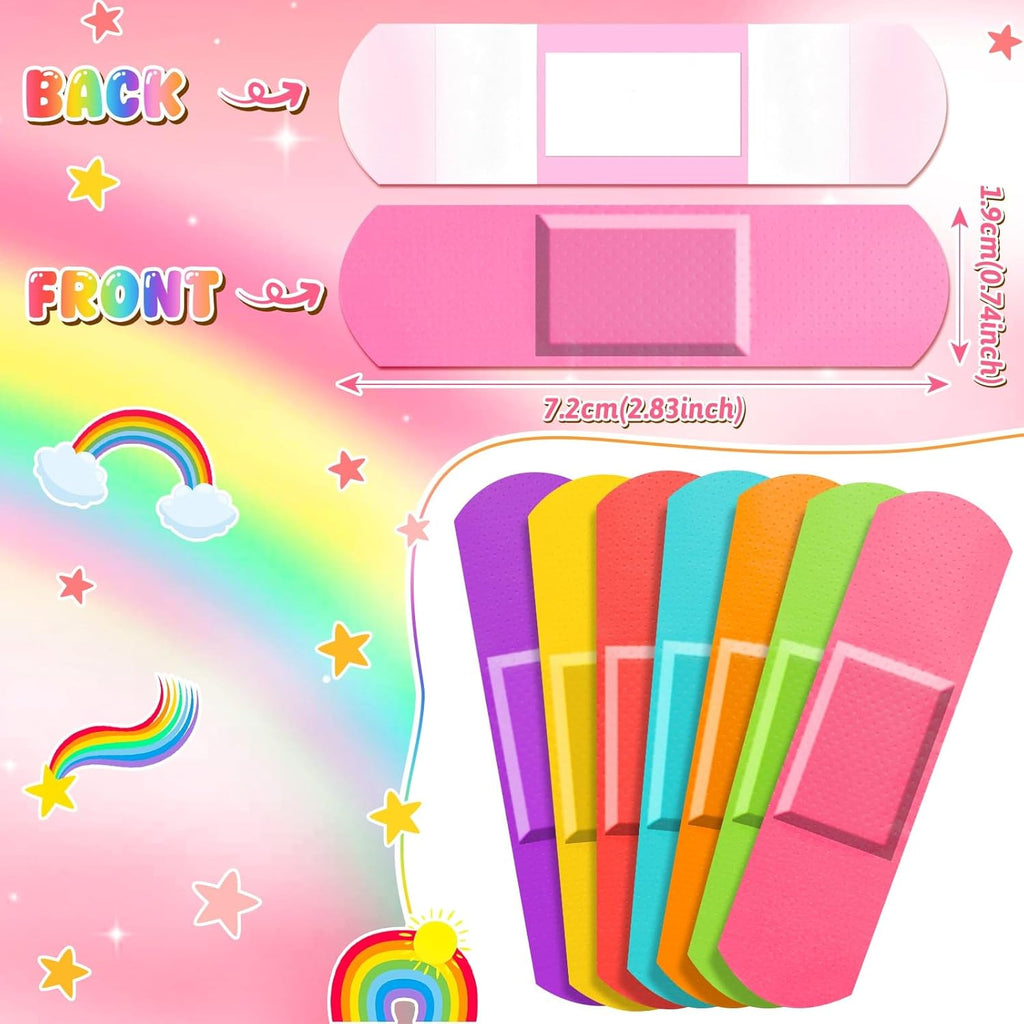 Skiennix Kids Bandages - 160 Pcs Colorful Neon Adhesive Strips | Waterproof & Flexible for Cuts, 2.83'' x 0.75''
