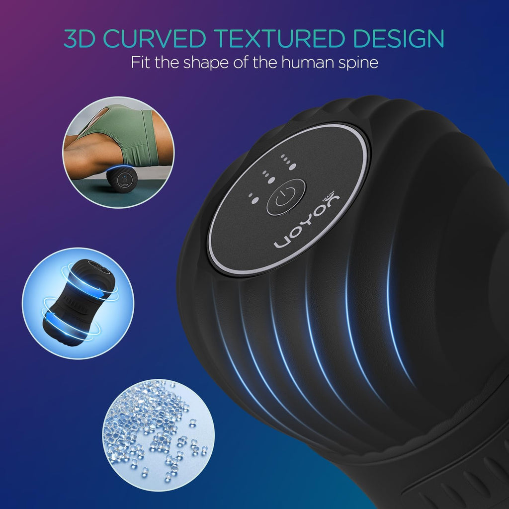 VOYOR-HEALTH Vibrating Peanut Massage Ball - Electric Deep Tissue Roller with 4 Intensities | Rechargeable for Muscle Pain Relief (Black)