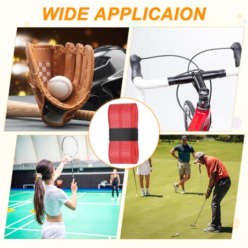 M METERXITY 6-Pack Golf Grip Wrapping Tapes PU Tennis Overgrip Grip Tapes Anti-Slip Sweat Absorbent for Golf/Racquetball/Badminton/Squash/Baseball Bat Handle Red