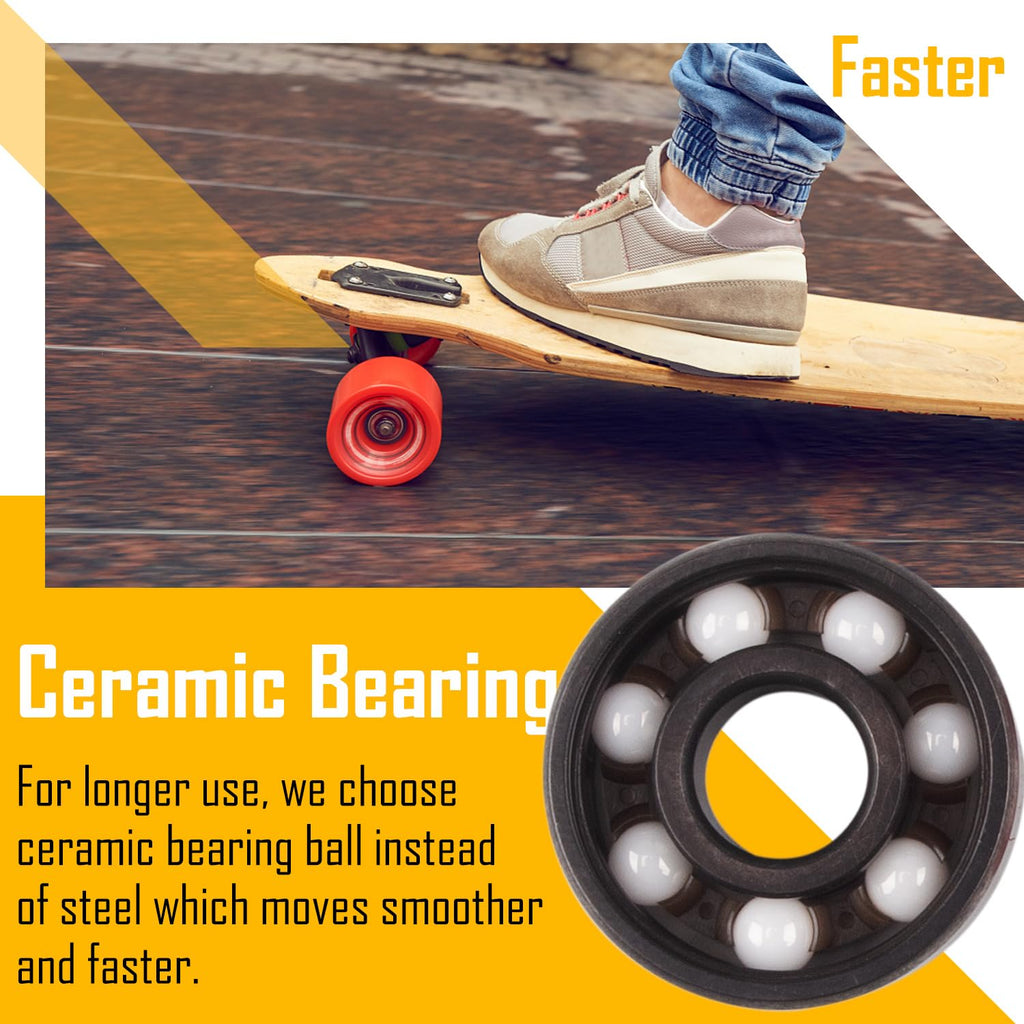 Senston Ceramic Skateboard Bearings High Speed Double Shielded 608 RS ABEC-11 8 Pack Set for Skateboard Trucks Scooters Wheel Roller Skate