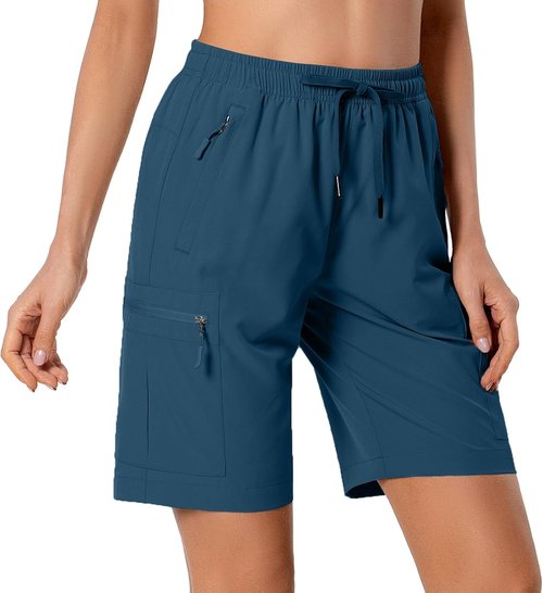 Hugut Women's Hiking Cargo Shorts - Quick Dry Athletic Shorts with Zipper Pockets | Water Resistant, Lightweight