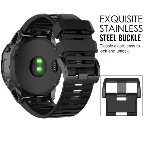 Band for Garmin Fenix 7X/6X/5X, Soft Silicone Replacement Watch Band Strap for Garmin Fenix 7X Pro/6X Pro/5X Plus/3/3 HR Smart Watch