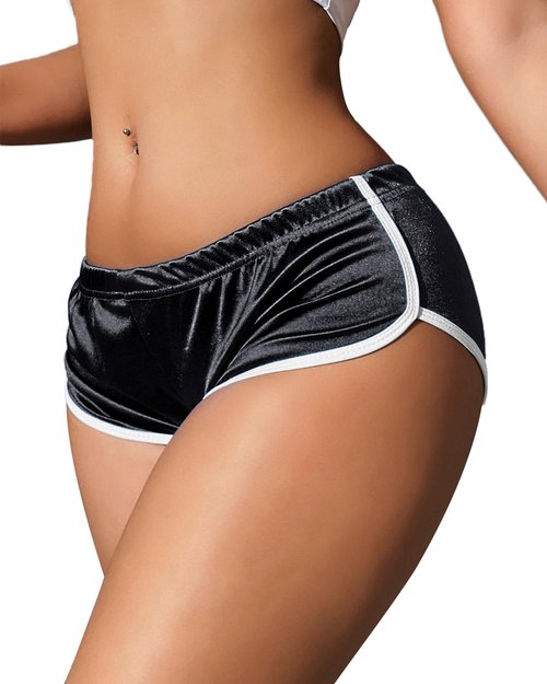 Hot Pants Shorts Booty Shorts Sports High Cut Yoga Gym Running Slimming Fitness Activewear Butt Lifting Rave Bottoms (US, Alpha, Large, Regular, Regular, Black)