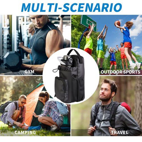 Xan Concept Magnetic Gym Bag for Men and Women,Water Bottle Bag with Phone Pockets & Shoulder Strap,Powerful Magnet Gym Pouch,Magnetic Bag for Sports,Work(Black)