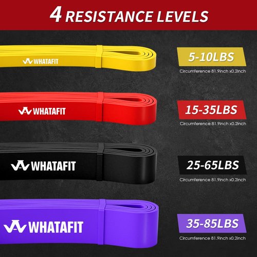 WHATAFIT Resistance Bands,Pull Up Assist Bands Set with Handles, Exercise & Workout Bands with Door Anchor for Men & Women – Home Fitness Equipment for Strength Training, Stretching