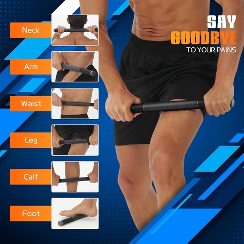 Muscle Roller Stick - Deep Tissue Massage Roller for Myofascial Release | Full Body Therapy (Black)
