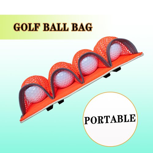 WENQUSEN Golf Ball Storage Bag with 4 Compartments, Orange Mesh Design, Belt Attachment for Convenient Carry