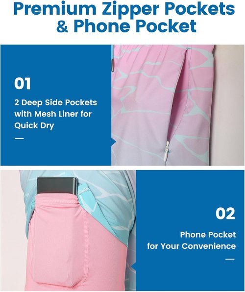 Maamgic Men's Swim Trunks - 2 in 1 7-Inch Swim Shorts for Comfort & Style