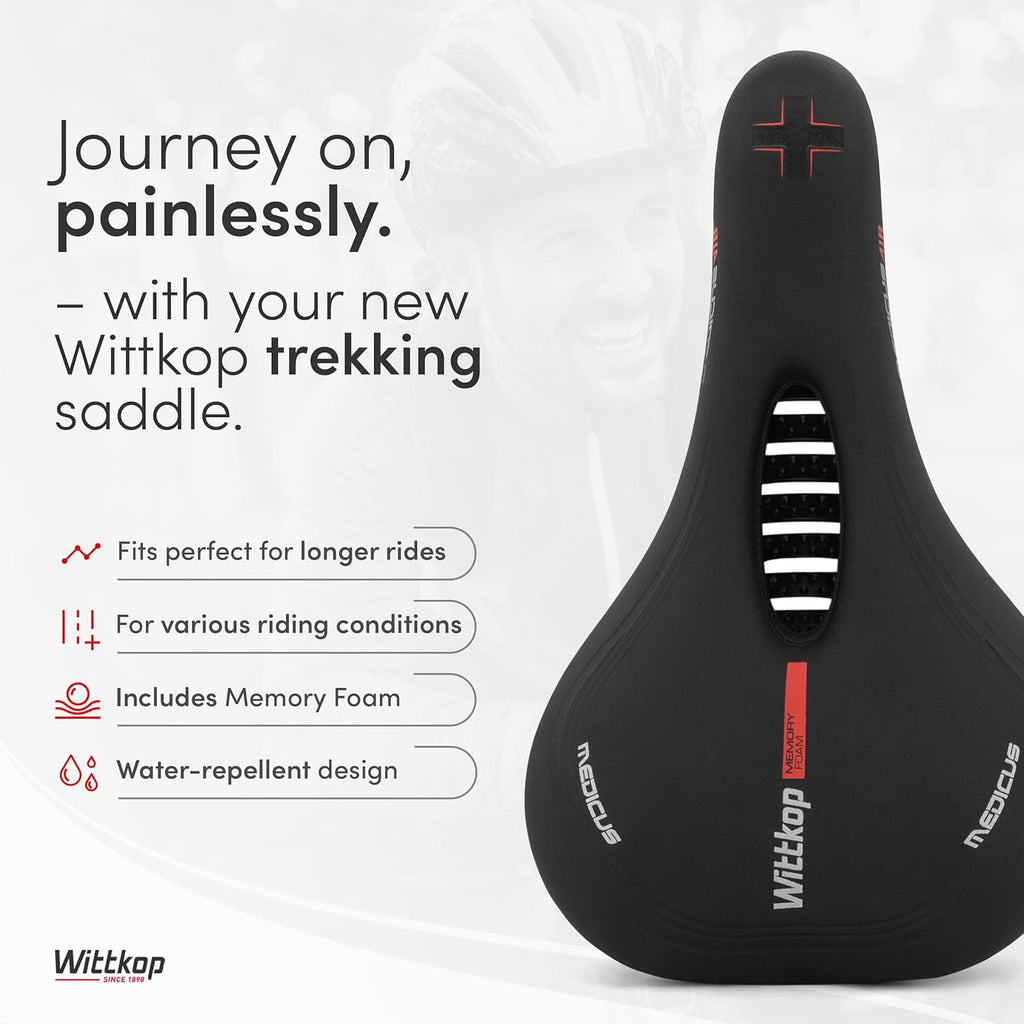 Wittkop Bike Seat - Waterproof Bicycle Saddle with 5-Zone Comfort Design | Ideal for Men, Women, BMX, MTB & Road Riding