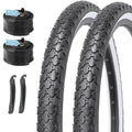 2-Pack 26x2.125 Cruiser Tire Set with Tubes & Levers - White Wall, Knobby Tread (Variation: White Sidewall+26x2.125)