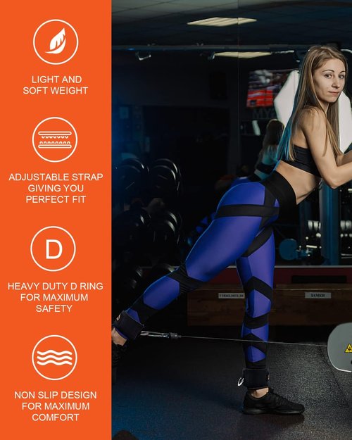 ATENTO Ankle Straps - Comfortable Padded Cuffs for Cable Machines | Adjustable for Glutes & Lower Body Workouts